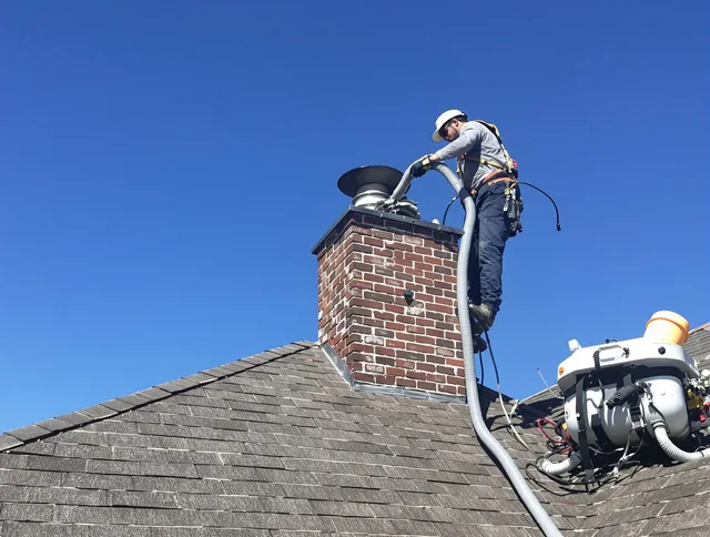 Dedicated Shaker Heights Chimney Sweep team member cleaning a chimney in Shaker Heights, OH