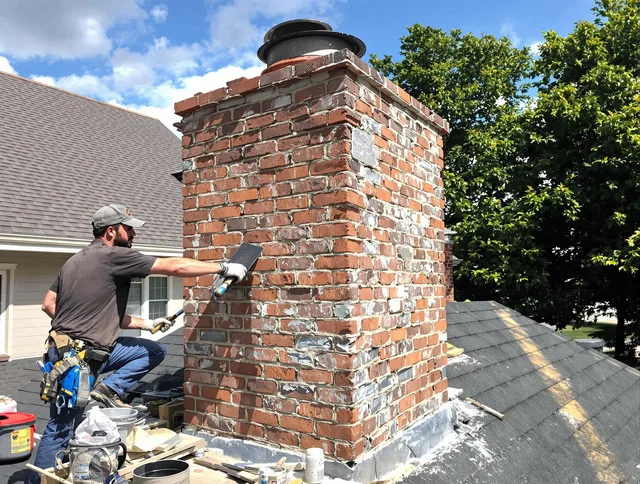 Completed chimney rebuild by Shaker Heights Chimney Sweep in Shaker Heights, OH