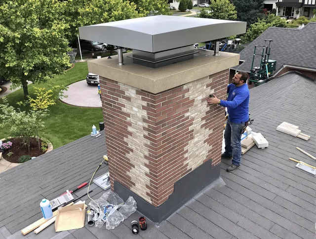 Shaker Heights Chimney Sweep team working on a custom chimney remodel in Shaker Heights, OH