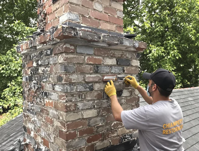 In-progress chimney restoration by Shaker Heights Chimney Sweep in Shaker Heights, OH