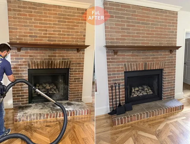 Shaker Heights Chimney Sweep carefully sanitizing a fireplace in Shaker Heights, OH