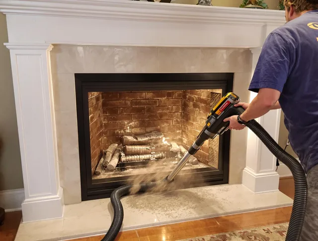 Fireplace cleaning performed by Shaker Heights Chimney Sweep in Shaker Heights, OH